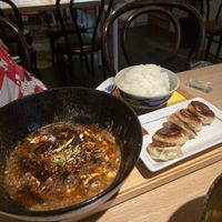 Schezuan Mapo Tofu with Gyoza at tsuminaki Mapo Tofu - 罪無き麻婆豆腐 in Tokyo