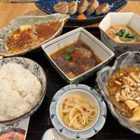 Gozen set with 4 types of Mabo tofu  at tsuminaki Mapo Tofu - 罪無き麻婆豆腐 in Tokyo