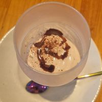 "tiramisu" in a goblet at Tsuminaki Mapo Tofu - 罪無き麻婆豆腐 in Tokyo