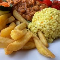 Fries were a little bit soggy and the rice a little bit hard. But still good   at Belveder in Cetinje