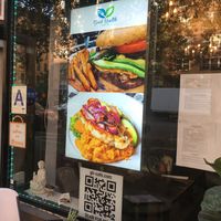 Front window at Good Health Cafe in New York City