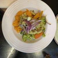 Cauliflower Steak, bed of sweet potato mash and seasonal veg.  at Good Health Cafe in New York City