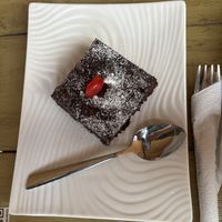 Bean brownie   at Almendra in Antigua