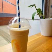 Turmeric Iced Coffee (Oat Milk) at Yugen Coffee House in Bangor