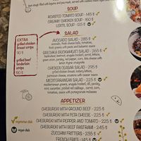 Vegan and Vegetarian options clearly marked on menu at Supla in Antalya