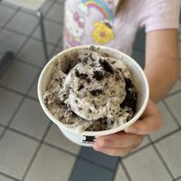 Kids scoop non-dairy cookies and creme  at Baskin Robbins in Flagstaff