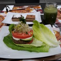 Raw burger and Tiramisu slices  at Rag Bar in Frankfurt