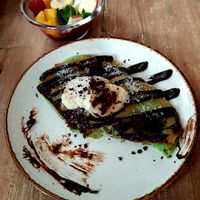 Pandan Pancake with Brownie Crumble (Brunch) at Monkey Mood in Capbreton