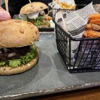 Umami burger + sweet potato friess  at Grill & Green in Hamburg