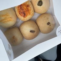 Breakfast kolaches: jalapeno sausage, soyrizo, sausage, potato tofu   at Reverie Bakeshop in Richardson
