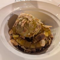 Sorbett with perfectly prepared apple, almonds and spices at Aux Trois Maries in Lyon