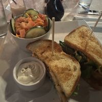 "Lobster” sandwich with side salad  at The Modern Vegan in Royal Oak