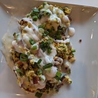 Breakfast potato skins (with bacon added, why don't they come with that?) at The Modern Vegan in Royal Oak