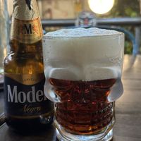Modelo beer  at Mamma Pizza Vegana in Mexico City
