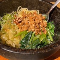 Vegan stone baked in Bibimbap  at Dumplings & Beer 541Tasu tonight in Osaka