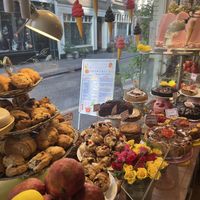 Window display (from inside)  at De Laatste Kruimel - Prinsenstraat in Amsterdam