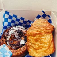 Cinnamon bun and Croissant bun  at Okja in East London