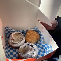 The Cinnamon Swirl and plain croissant pastries   at Okja in East London