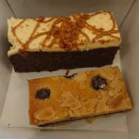 Biscoff cake and blueberry bakewell at Fika in Birmingham