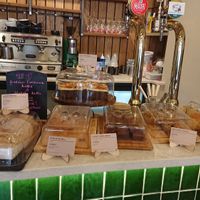 Cake selection with labelled vegan cakes at Fika in Birmingham
