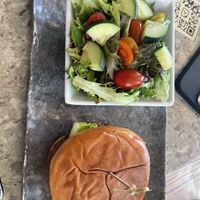 Beyond Burger with mixed greens  at Prickly Pear Kitchen in Page
