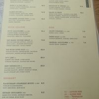 Menu at Pegasus in Tallinn