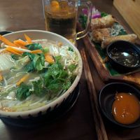 Vegan pho and spring rolls at Hoang's Kitchen in Ho Chi Minh City