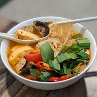 Vegan Bun Rieu Crab Noodle Soup at Lập Vegetarian Restaurant in Central Singapore