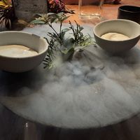 Something creamy on top of candied lemon  at Surrell in Seattle