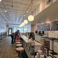 Inside view from the order counter at Pav's Creamery in Cuyahoga Falls
