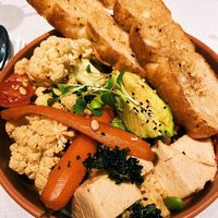 Grilled veggies, avocado, humus and focaccia bread bowl  at Here With Years in Hong Kong Island