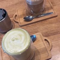 vegan cappuccino & matcha   at Hummus Yossef in Koh Samui