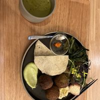 Falafel, soup, bread and salad so lovely  at Ome Farm Kitchen in Tokyo