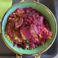 Vegan chicken bowl with beetroot dressing   at Dadashi in Hamburg