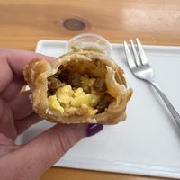 Vegan chorizo, egg, and cheese empanada  at Tetherball Coffee in Jacksonville