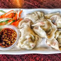 Steam dumplings, delicious at Straight 8 Veggie Cafe in Kuching