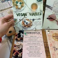 Vegan menu options  at WaffleLand Cafe in Vancouver