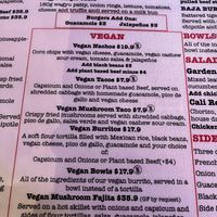 Vegan menu  at California Republic in Sydney
