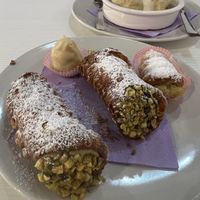 Cannoli, little pastry and pistacchio profiteroles  at Pasticceria Vegana Biologica La Magnolia in Verona