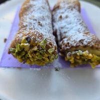 Cannelioni with pistachio at Pasticceria Vegana Biologica La Magnolia in Verona