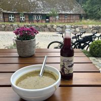 Vegan pea soup  at Milchhalle Wilsede in Bispingen
