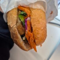 Mixed roll (lemongrass tofu+fake meat) banh mi $12.00: yum! at Viet Rose Cafe in Fitzroy