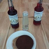 Kombucha, coconut kefir and gf cookies at Sunshine Market in Bangkok