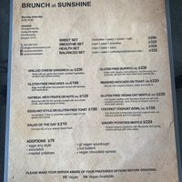Cafe menu at Sunshine Market in Bangkok