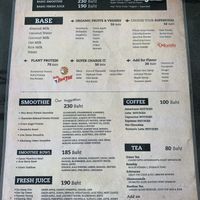Cafe menu at Sunshine Market in Bangkok