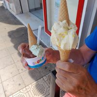 Finally my first vegan icecream in San Remo. The right one is mine and it was delicious!!! at Slurp Gelateria in Sanremo