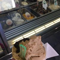 Vegan hazelnut, pistachio and chocolate with ginger ice cream... delicious!  at Slurp Gelateria in Sanremo