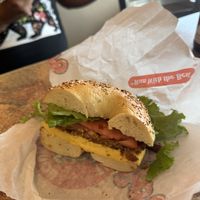 Vegan sausage and vegan egg in a bagel   at Bagelman  in Danbury