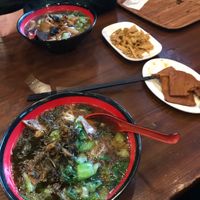 Didn’t see any non-vegan food options. This was delicious vegetable noodles with sides of tofu & bamboo shoots. at Lingyin Temple Vegetarian Noodles in Hangzhou