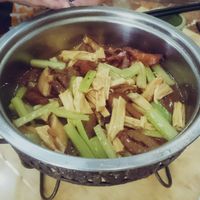 Bean curd, mock meat and celery (I think) at Tiandi Vegetarian in Nanjing